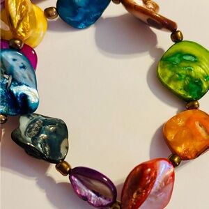 Multi-Color Shell like Bead Stretch Bracelet - 3 available